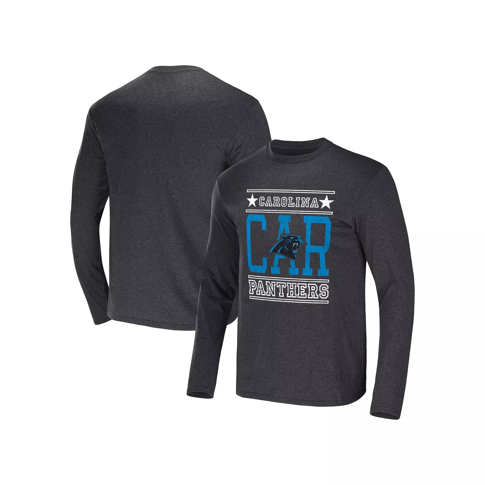 Men's NFL x Darius Rucker Collection by Fanatics Heathered Charcoal Carolina Panthers Long Sleeve T-Shirt,  Product Image