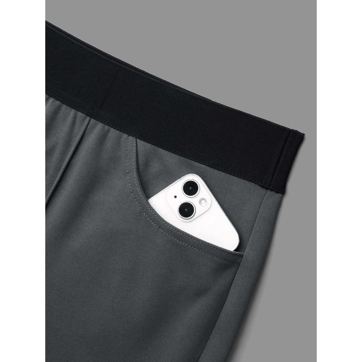 Plus Size Seamed Front Color Contrast Flared Pants Women DimGray Elegant Bootcut Mid Rise Everyday Pants BloomChic 14-16/1X Product Image