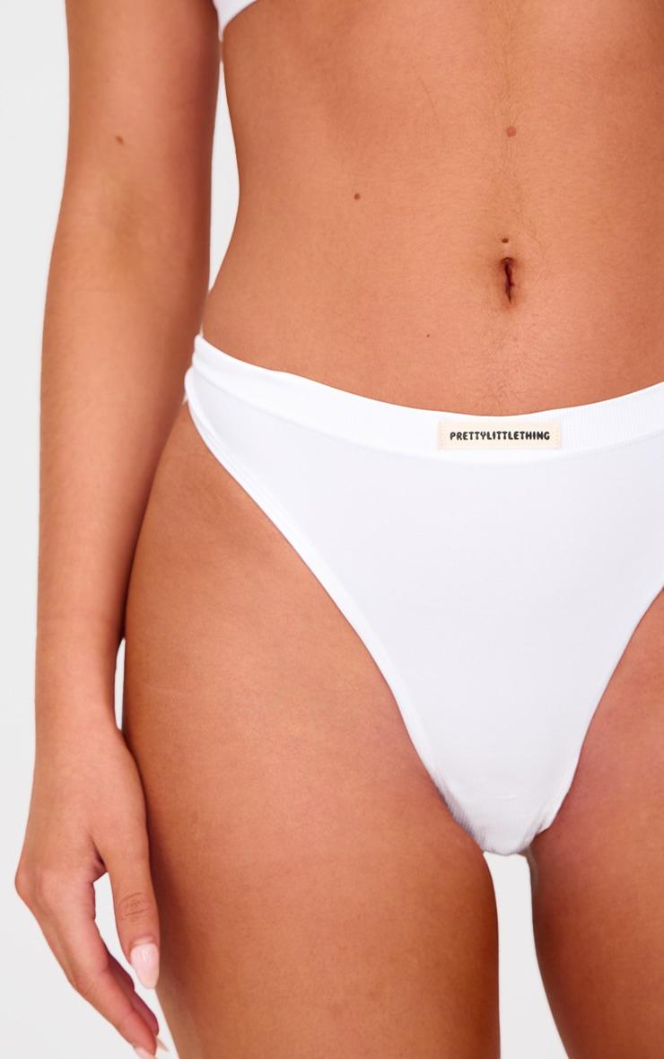 PRETTYLITTLETHING White Badge Seamless Thong Product Image