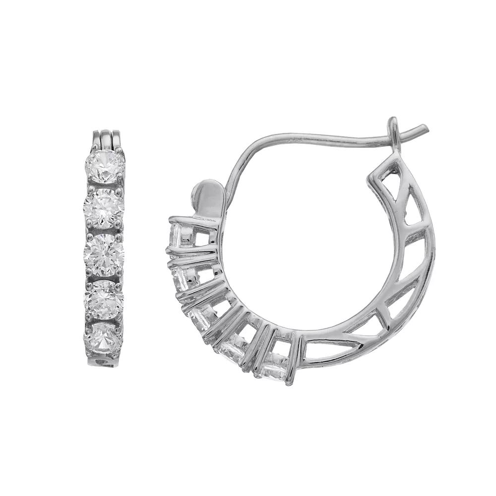 Rosabella Sterling Silver Cubic Zirconia Huggie Hoop Earrings, Women's Product Image