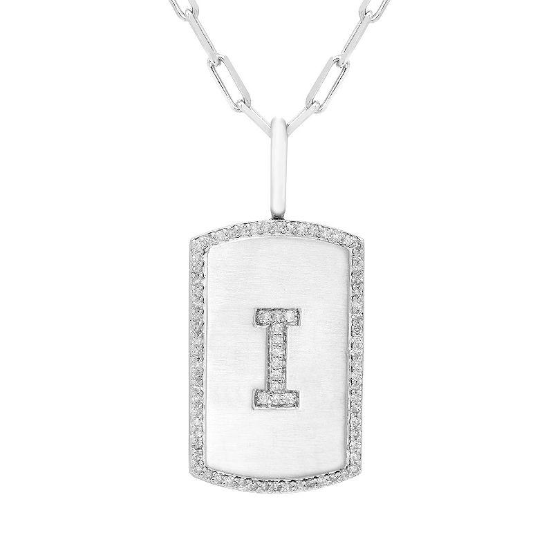 It's Personal Initial Sterling Silver & 1/4 Carat T.W. Diamond Dog Tag Necklace, Women's,  Product Image