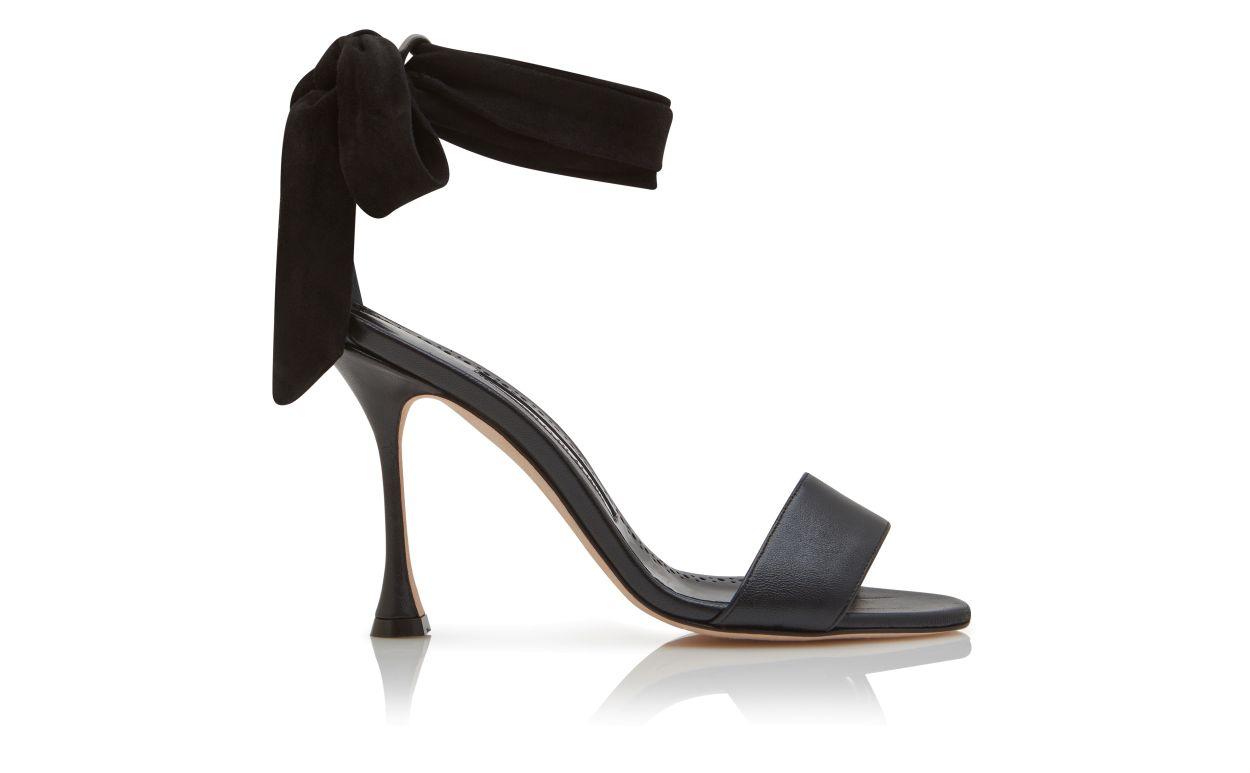CHASTANA Black Nappa Leather Bow Detail Sandals Product Image