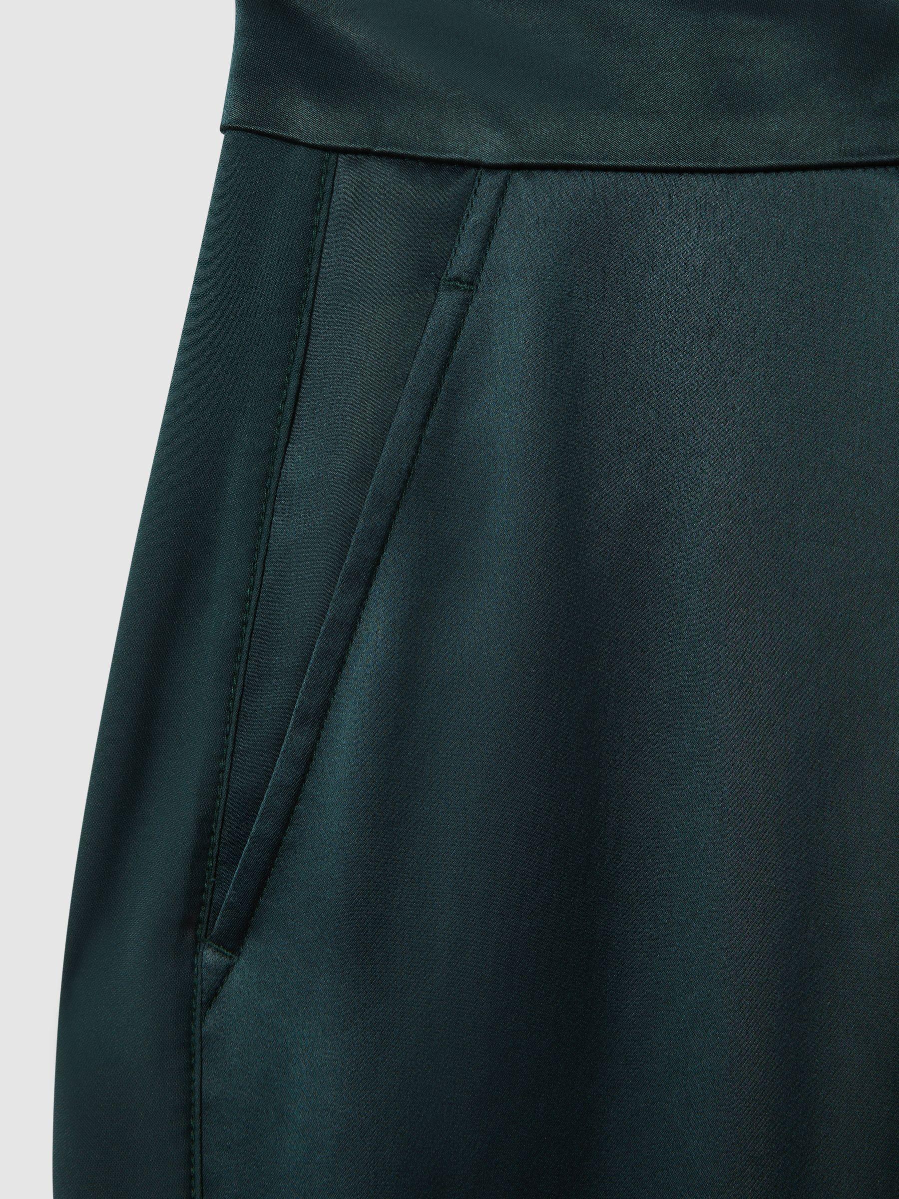 Satin Wide Leg Trousers in Green Product Image