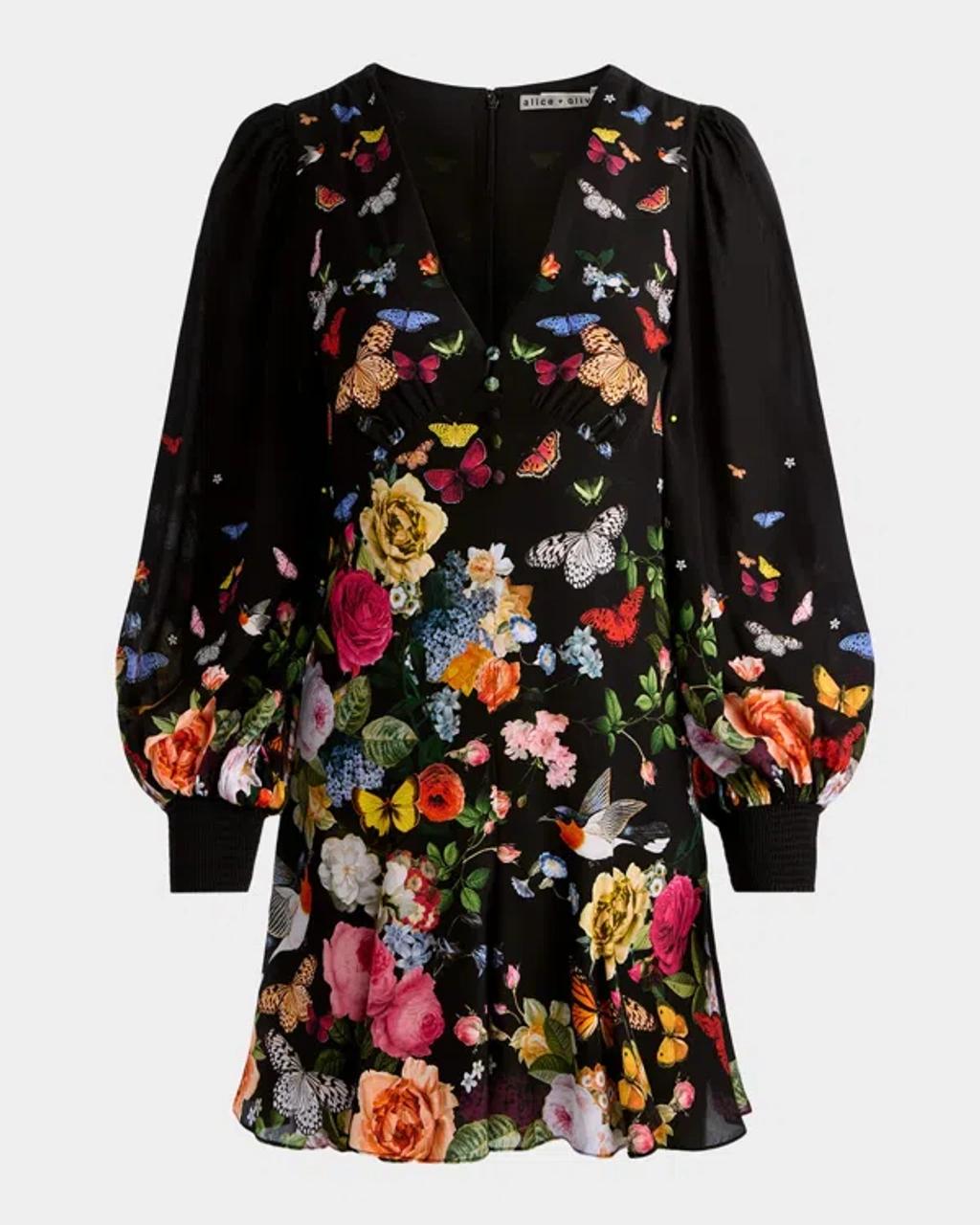 ALICE AND OLIVIA Irene Mini Dress Solar Strength Black In Multi Product Image