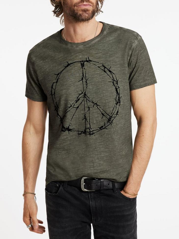 John Varvatos Barbwire Dark Moss Peace Tee Product Image