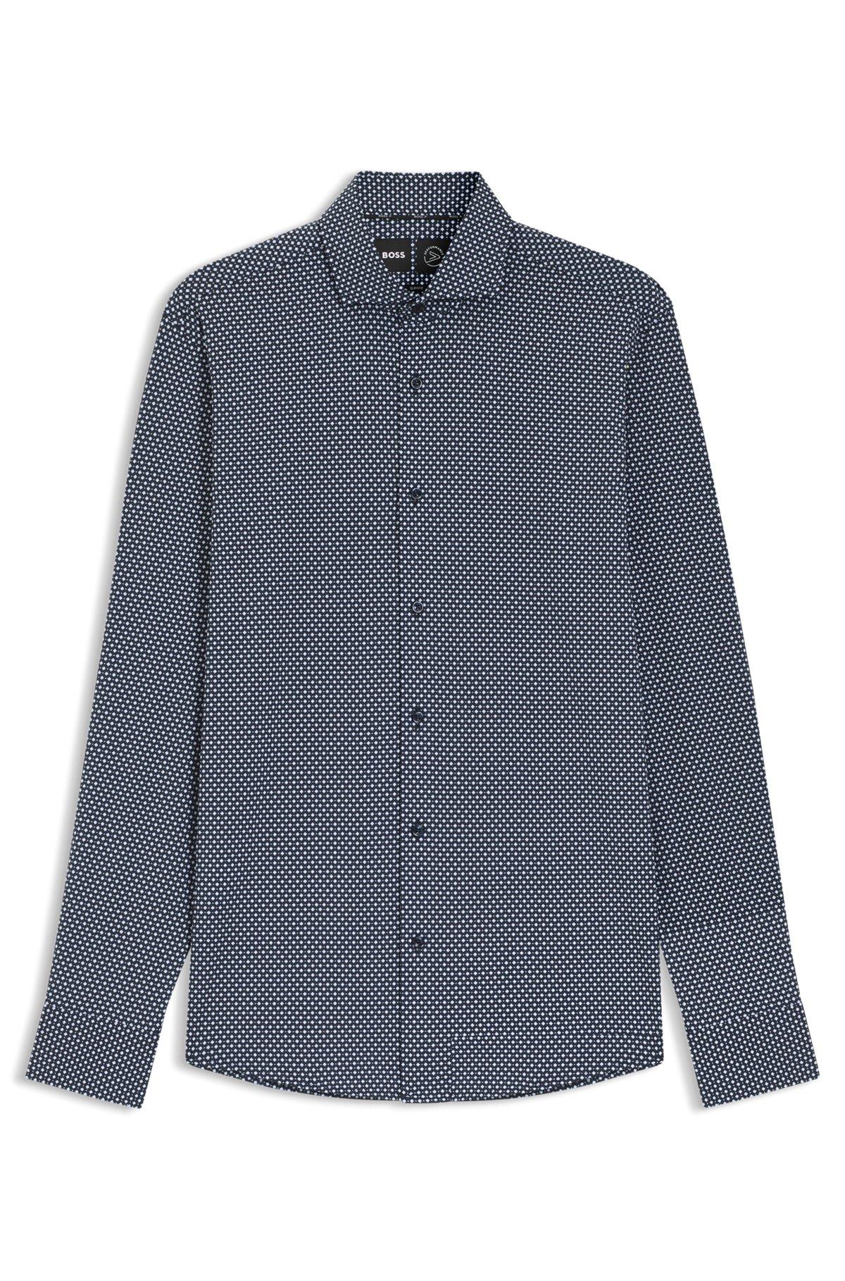 Printed slim-fit shirt in Italian-made performance-stretch jersey Product Image