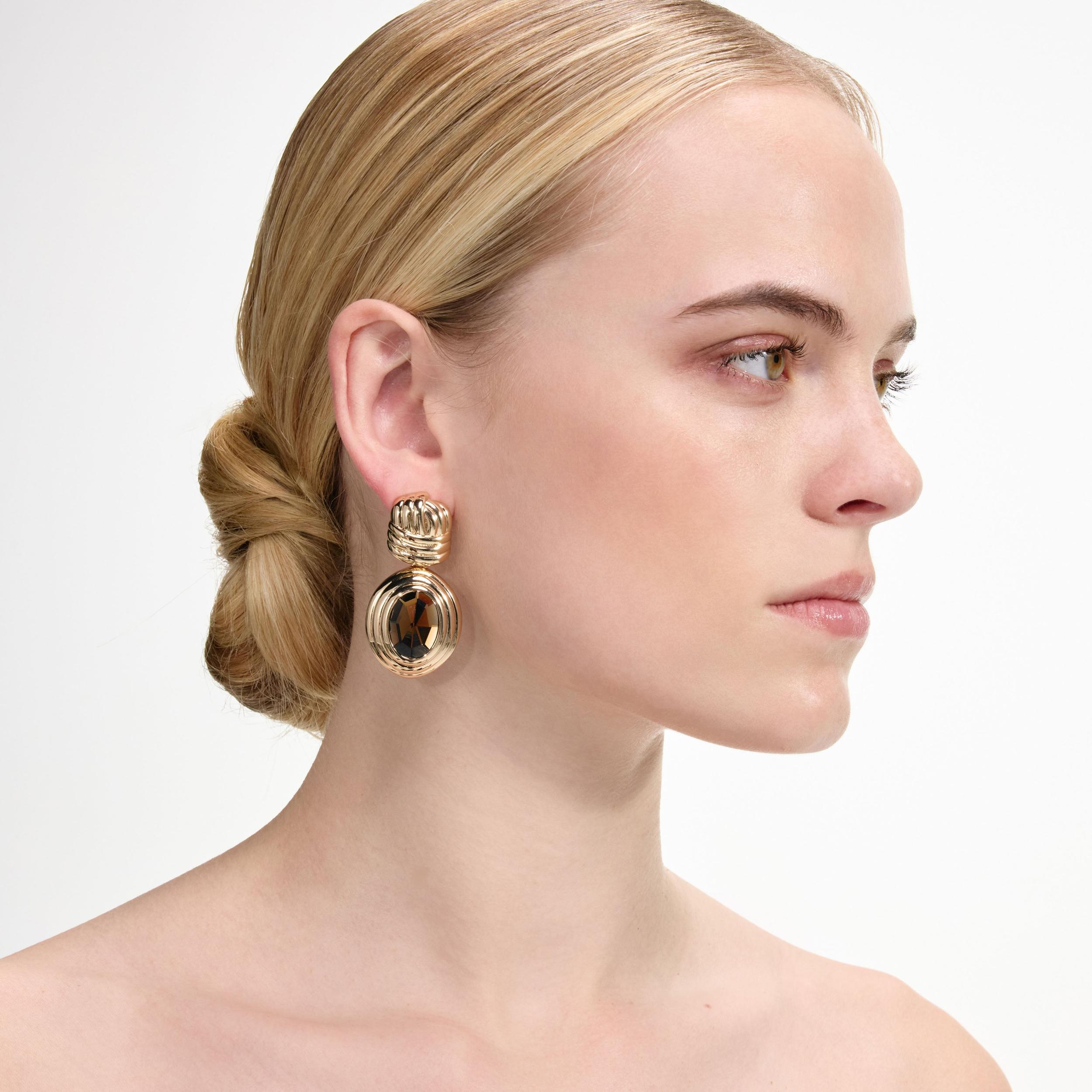 Gold Knot Tiered Amber Earrings Product Image