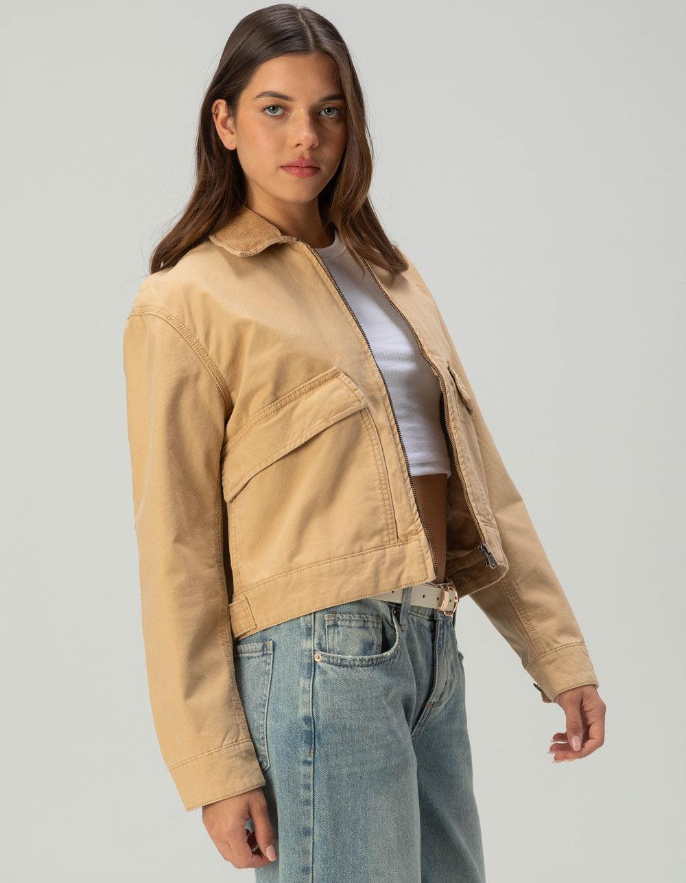 TIMBERLAND Strafford Quilted Washed Canvas Womens Jacket - KHAKI Product Image