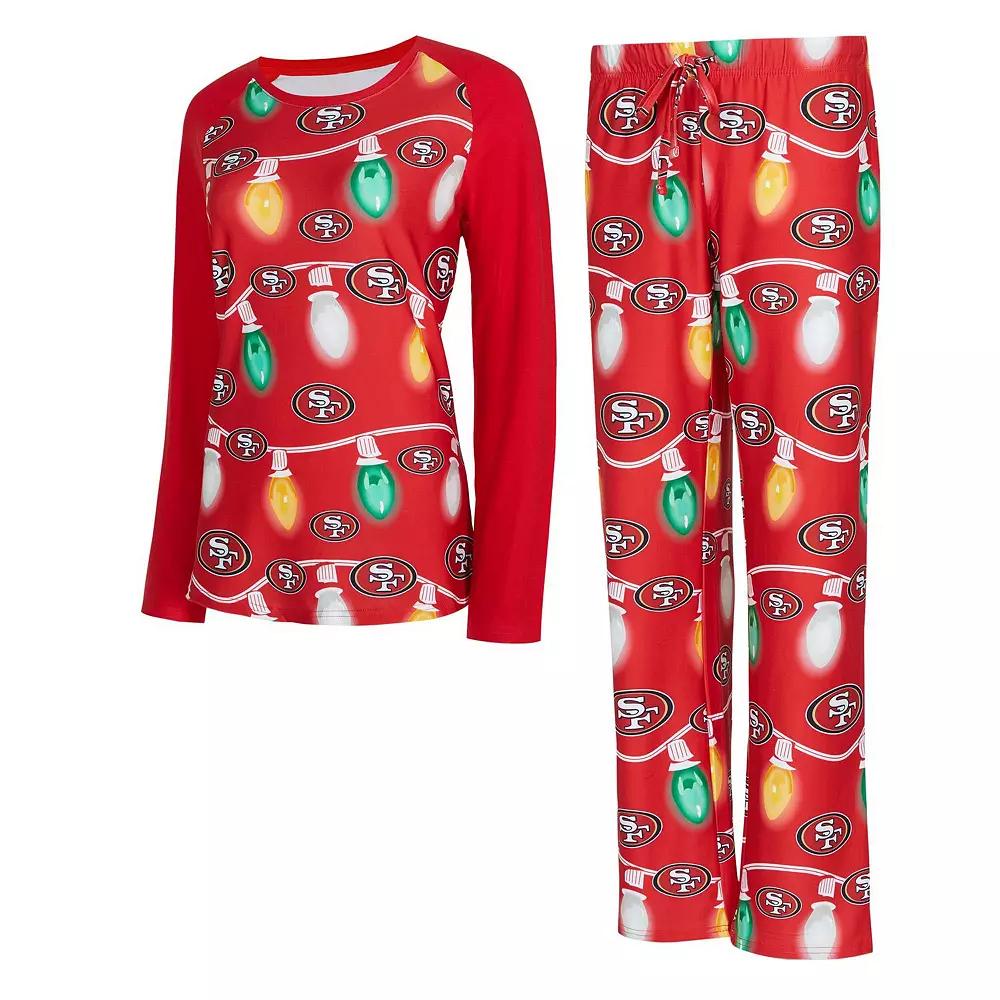 Women's Concepts Sport San Francisco 49ers Garland Knit Raglan Long Sleeve T-Shirt & Pants Set, Size: XL, Red Product Image