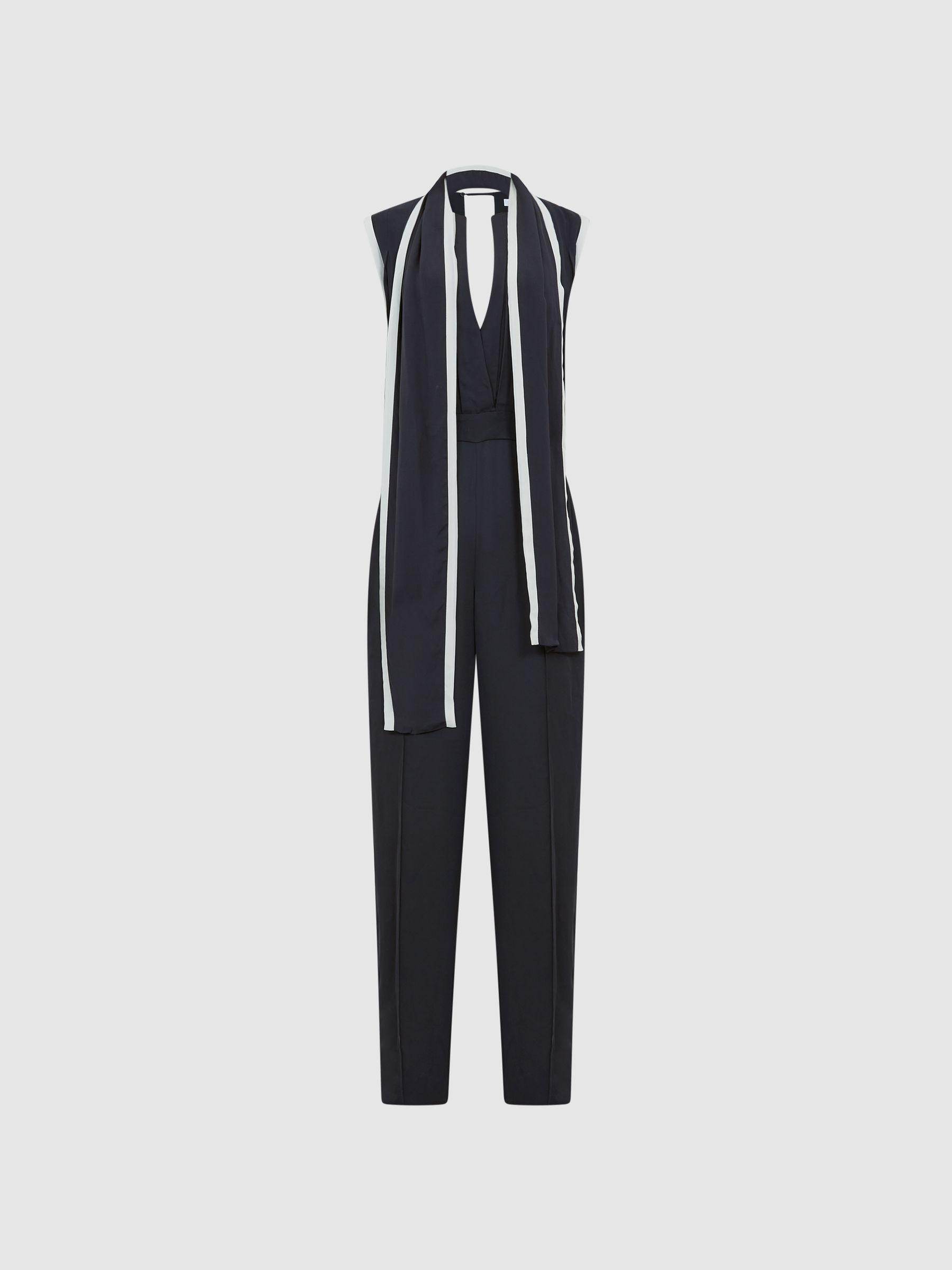 Petite Removable Tie Neck Jumpsuit in Black Product Image