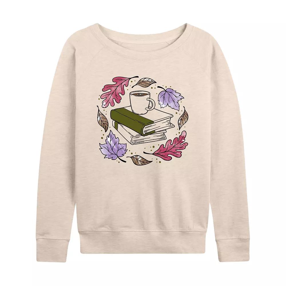 Women's Autumn Books Leaves French Terry Long Sleeve Tee, Girl's,  Product Image