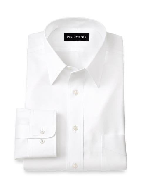 Non-Iron Cotton Pinpoint Solid Point Collar Dress Shirt - White Product Image