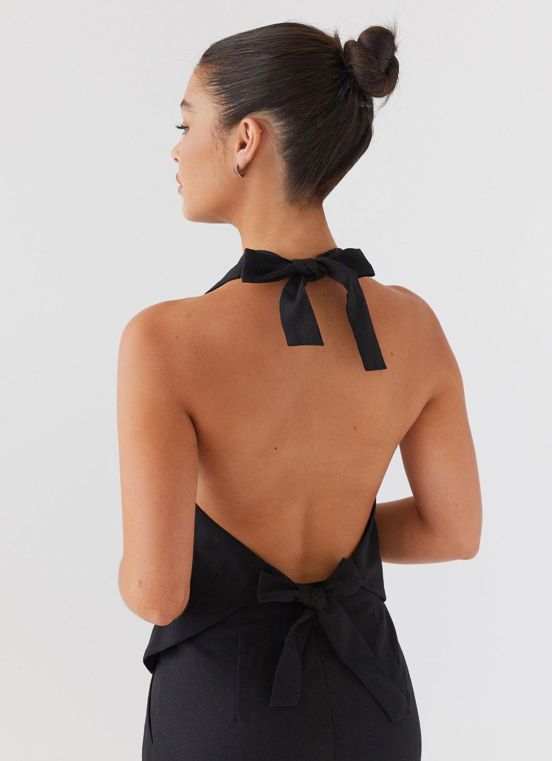 Heatwave Linen Apron Top - Black Product Image