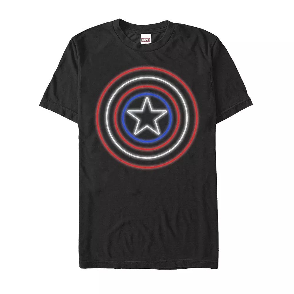 Men's Marvel Comics Retro Captain America NeonLight Shield Tee,  Product Image