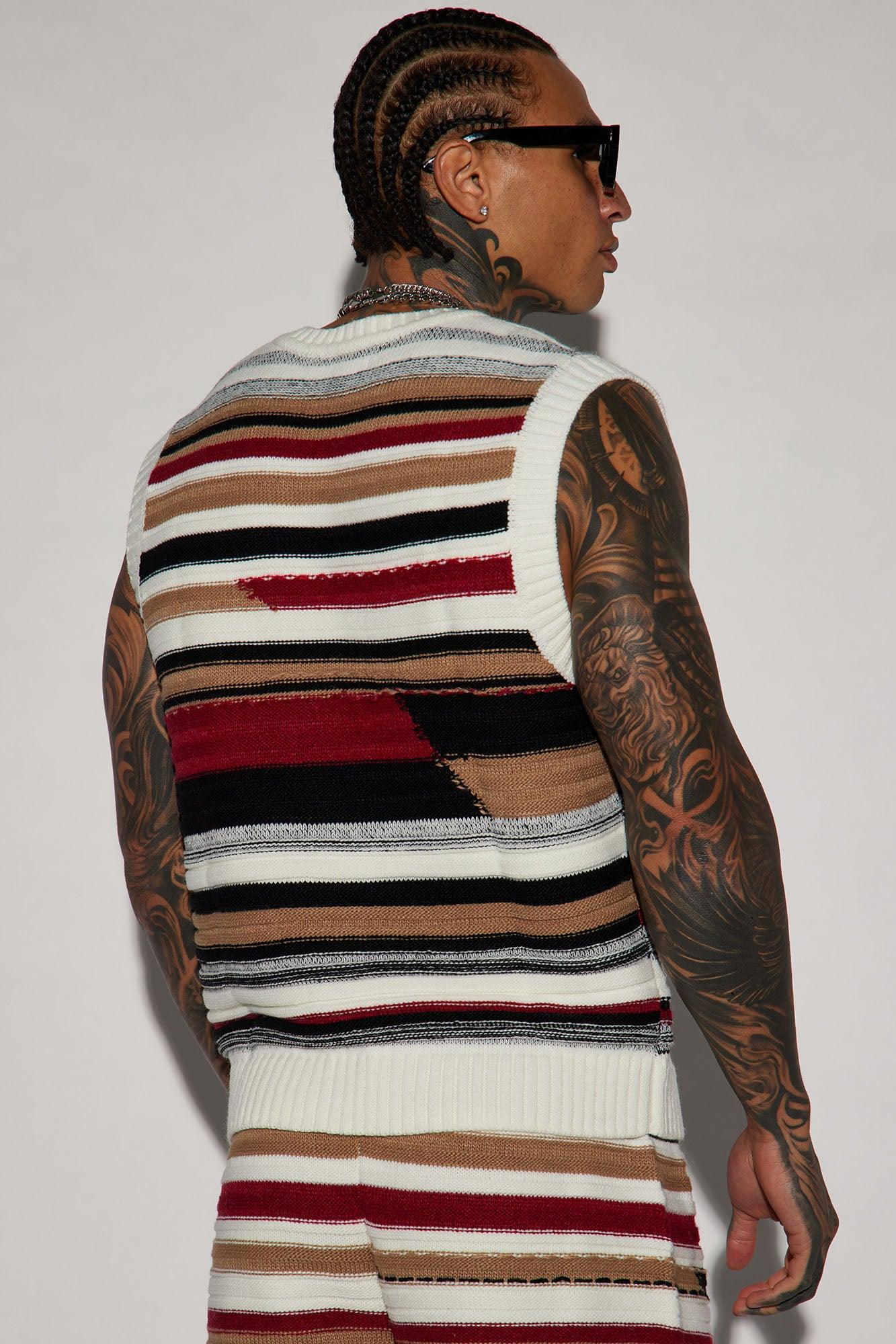 Striped Sweater Vest - Red/combo Product Image