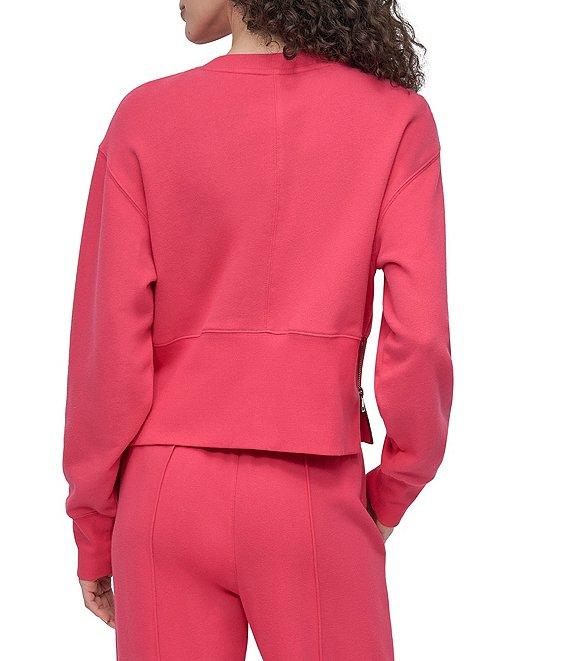 DKNY Sport By Donna Karan Coordinating French Terry Cropped Crew Neck Side Zip Pullover Product Image
