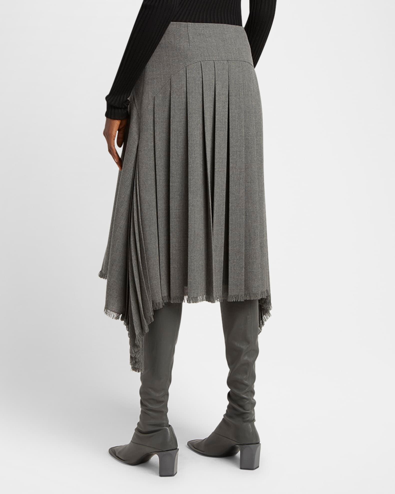 Curved-Yoked Pleated Midi Skirt Product Image