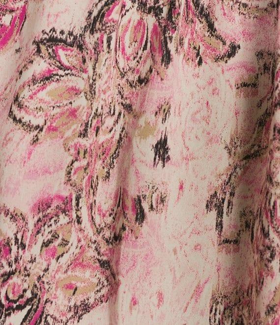 Jones New York Paisley Printed Crepe De Chine V-Neck Flare Sleeve Pleat Front Tunic Product Image