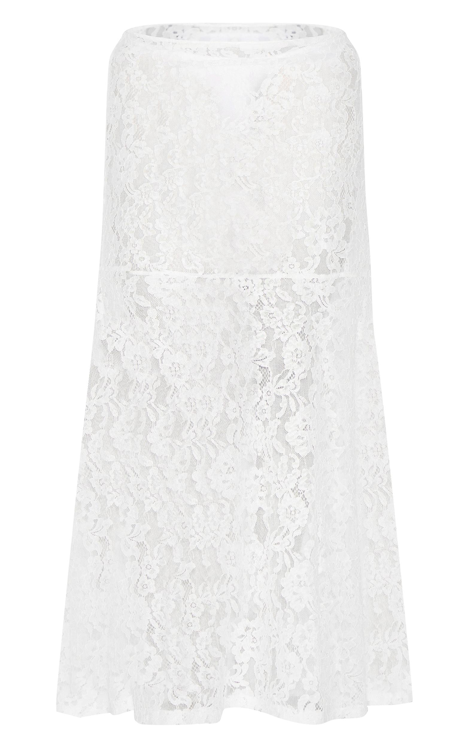 Plus White Floral Lace Sheer Maxi Skirt Product Image