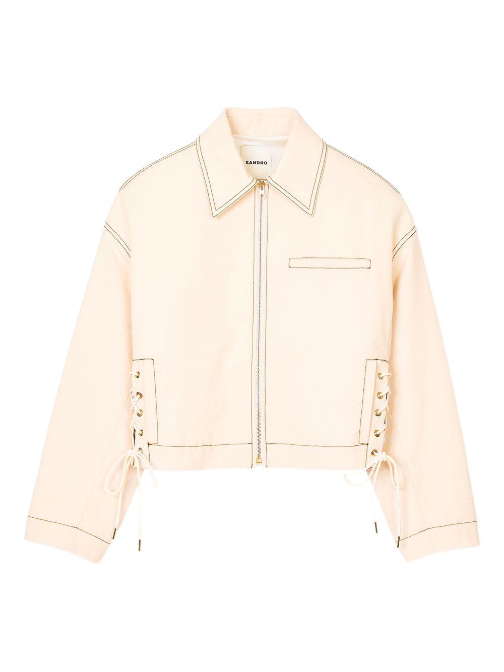 lace-up denim jacket Product Image