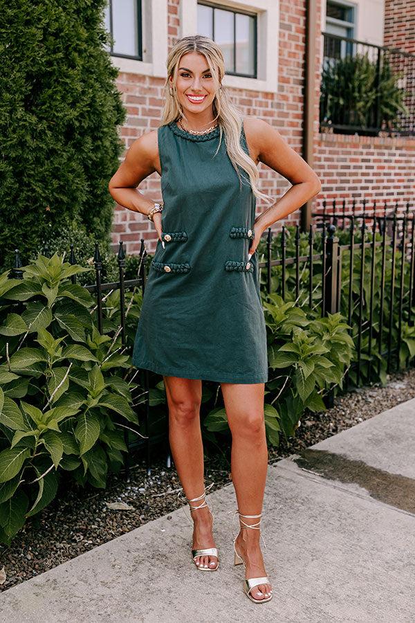 Apple Cider Sippin Mini Dress in Hunter Green Product Image