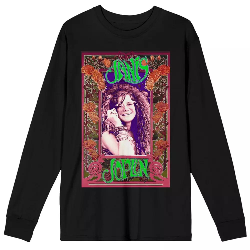 Men's Janis Joplin Rose Border Long Sleeve Tee,  Product Image