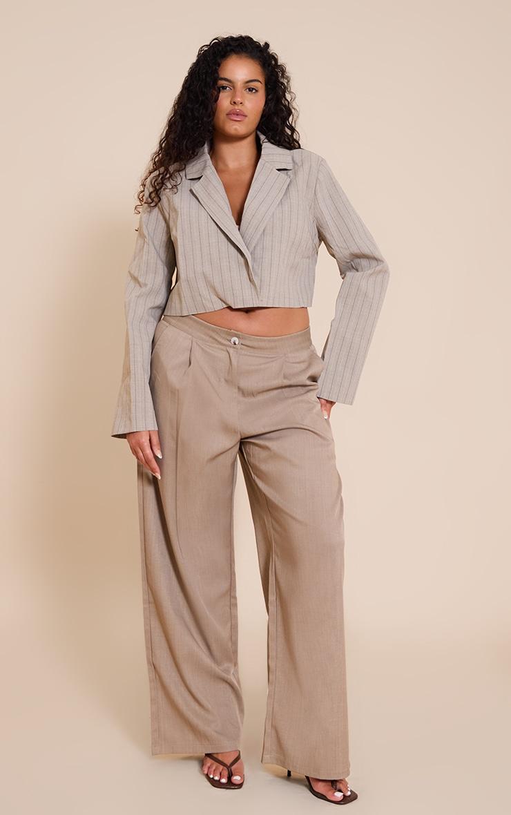 Plus Taupe Boxy Cropped Blazer Product Image