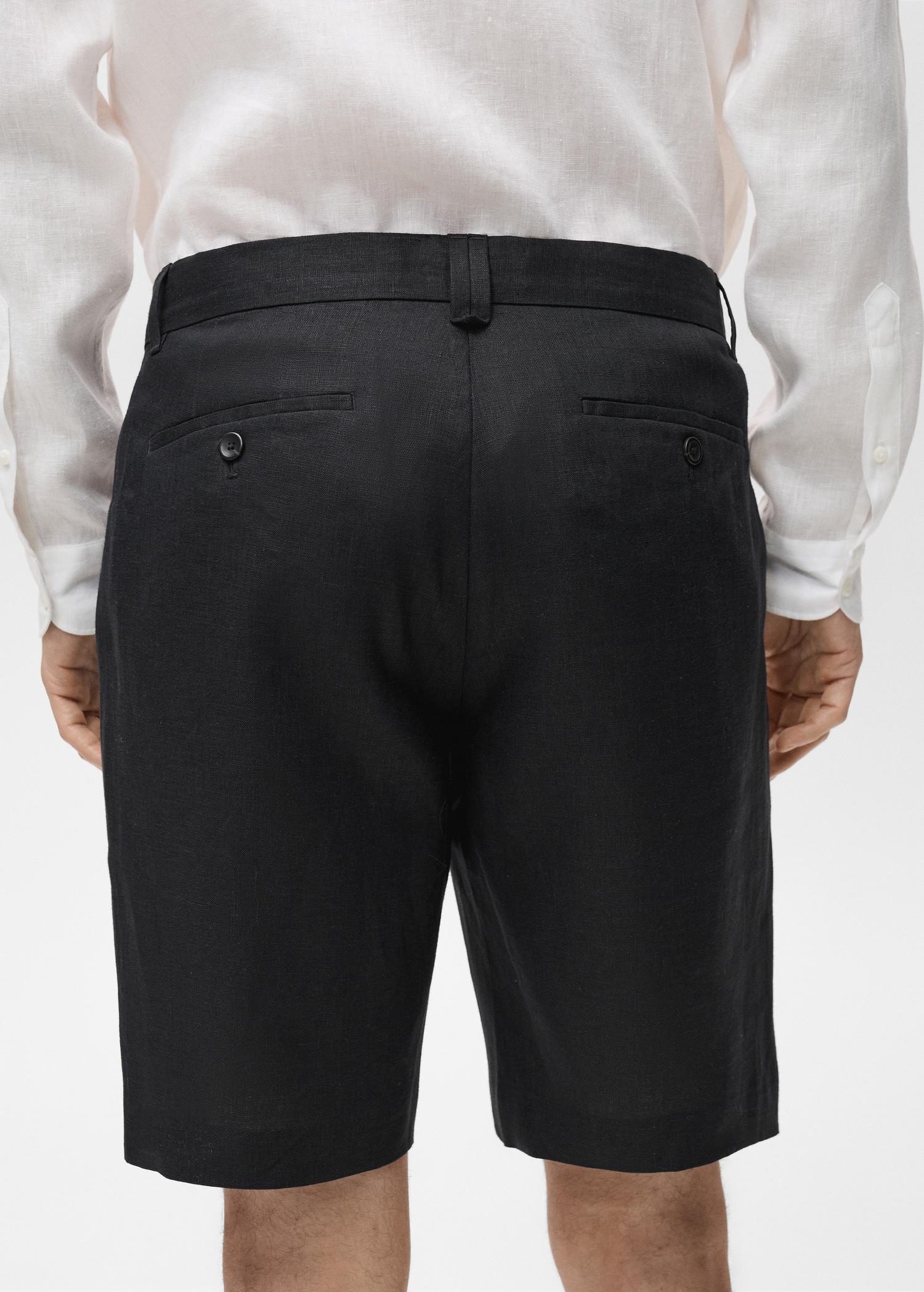 Slim-fit 100% linen bermuda shorts - Men | MANGO USA Product Image