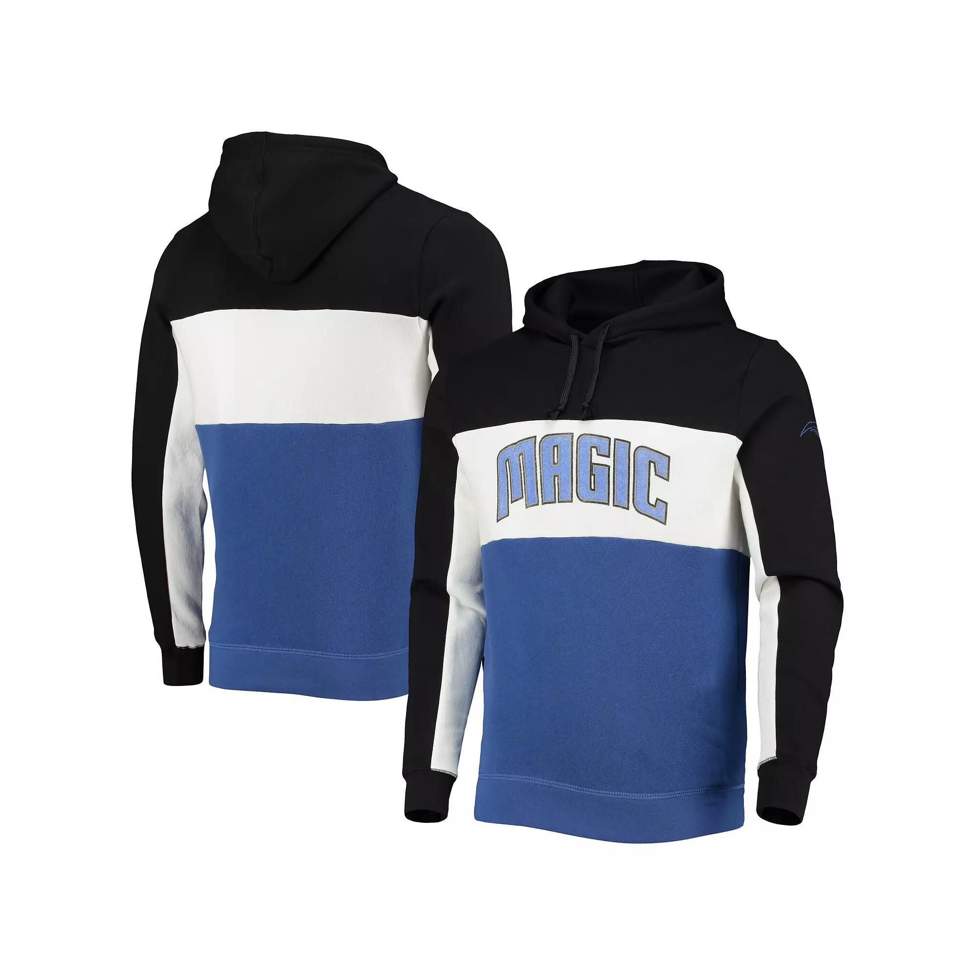 Men's Junk Food Black/White Orlando Magic Wordmark Colorblock Fleece Pullover Hoodie, Size: Small, Mag Black Product Image