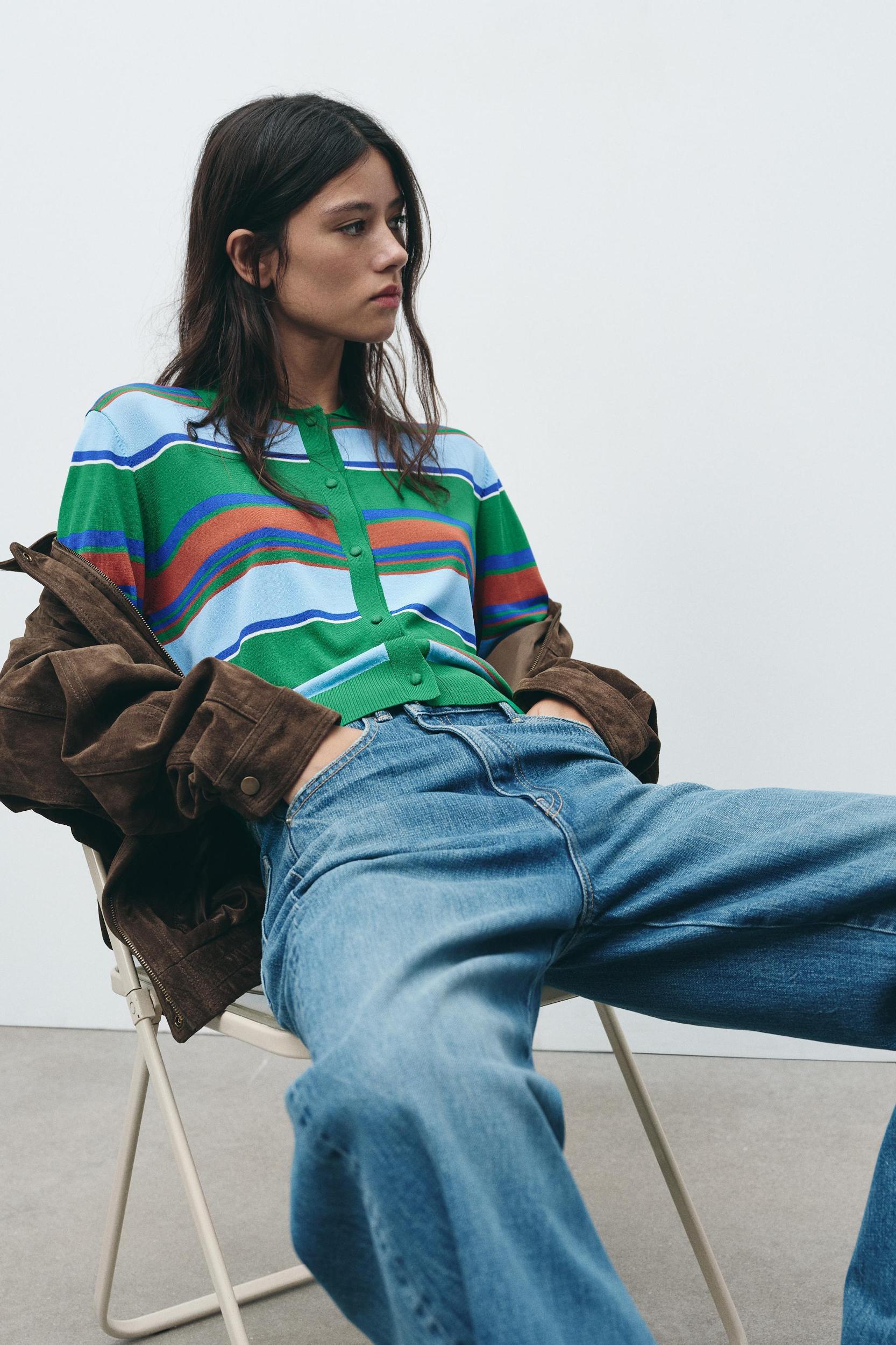 STRIPED POLO CARDIGAN Product Image