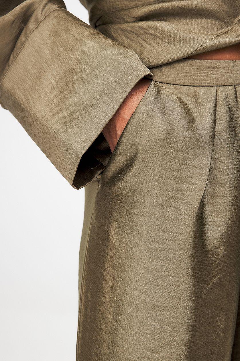 Shiny Mid Waist Pants Product Image