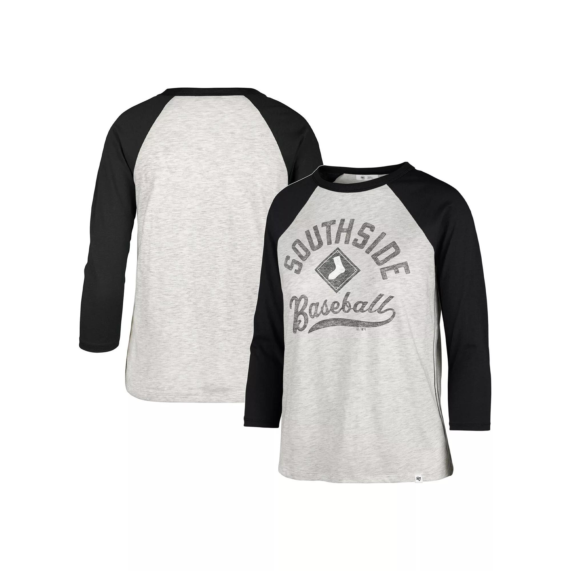 Women's '47 Gray Washington Nationals City Connect Retro Daze Ava Raglan 3/4-Sleeve T-Shirt, Size: Medium, Grey Product Image