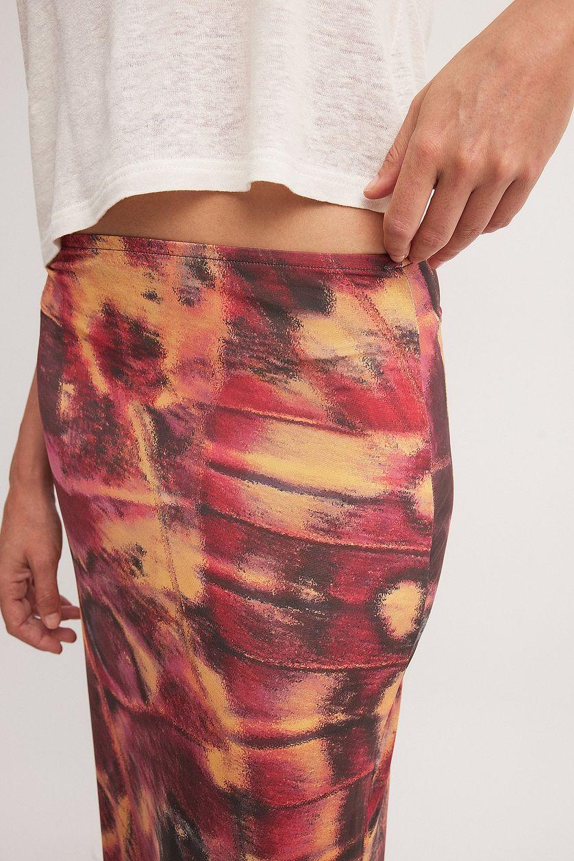 Satin Mid Waist Maxi Skirt Product Image