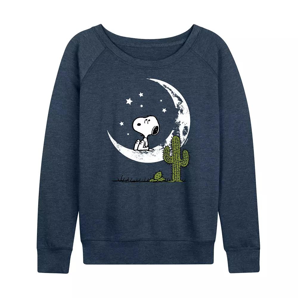 Women's Peanuts Snoopy Desert On Moon French Terry Long Sleeve Tee, Girl's,  Product Image
