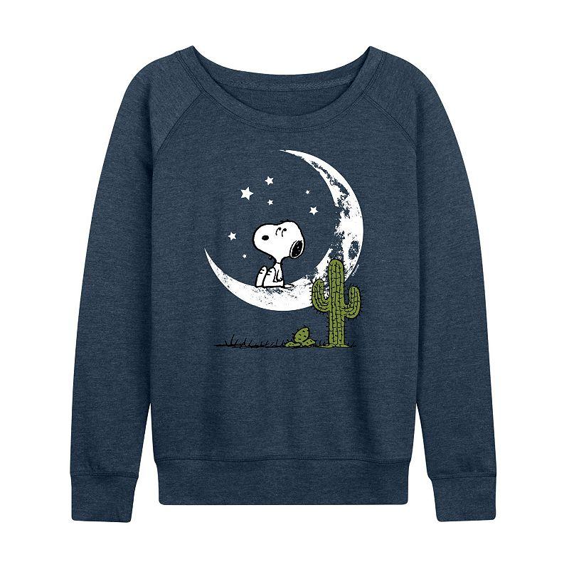 Women's Peanuts Snoopy Desert On Moon French Terry Long Sleeve Tee, Girl's,  Product Image