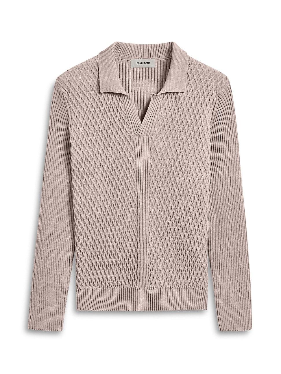 Mens Merino Wool Textured Knit Sweater Product Image