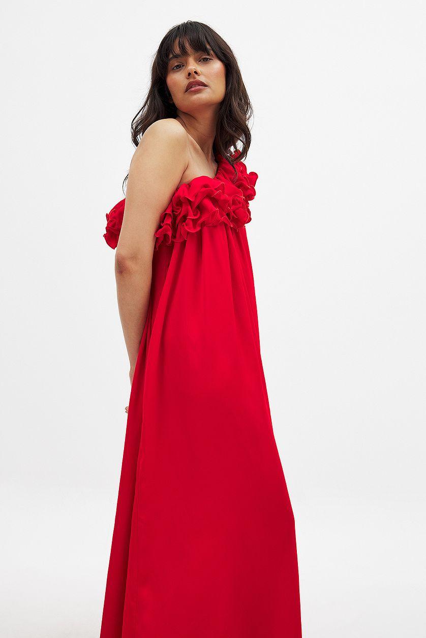 One Shoulder Ruffle Maxi Dress Product Image