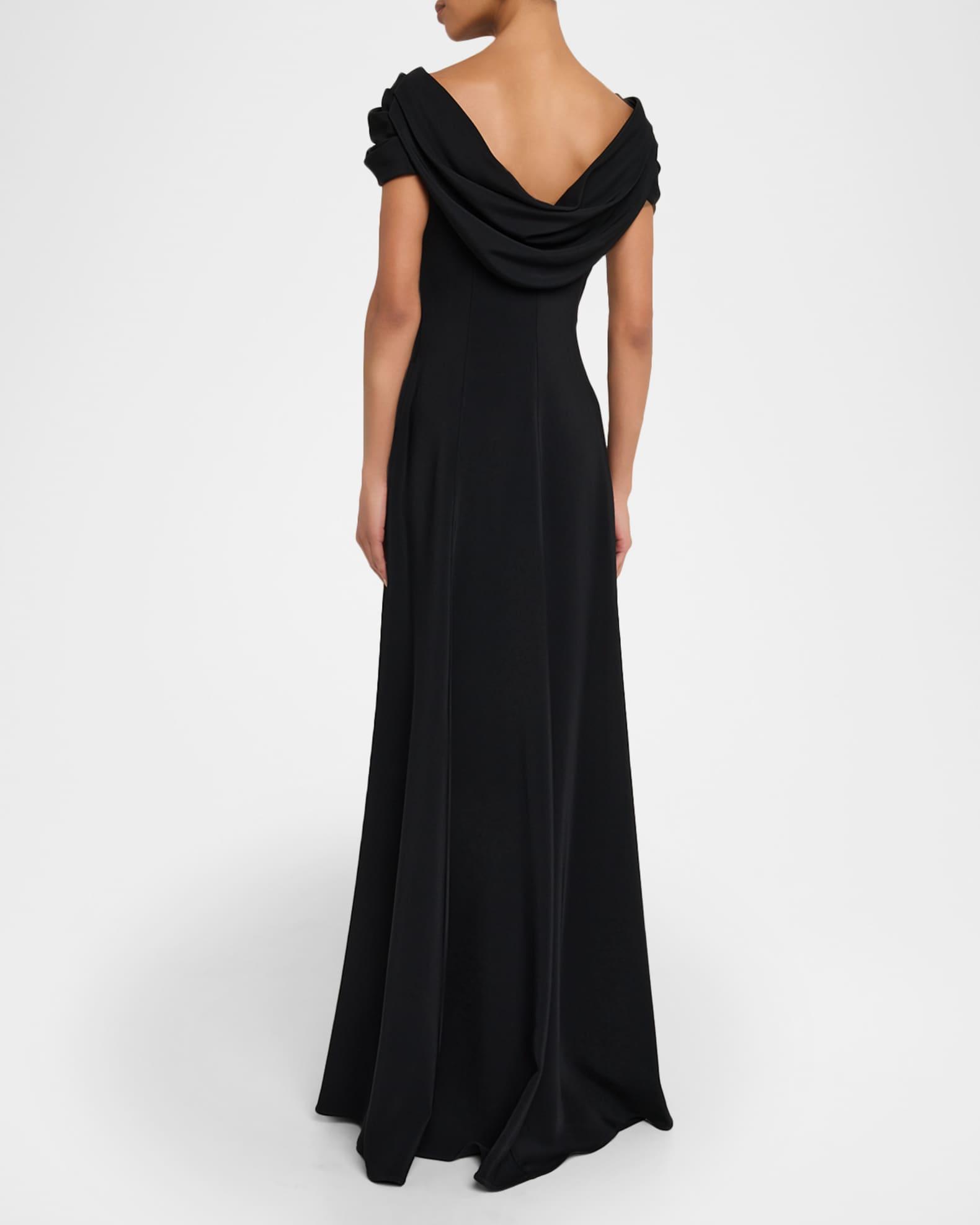 Draped Cap-Sleeve Stretch Cady Gown Product Image