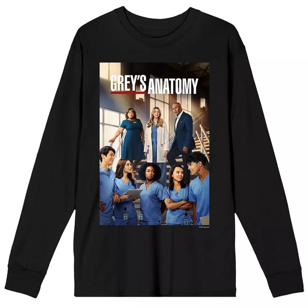 Men's Grey's Anatomy Long Sleeve Tee, Size: Small, Black Product Image