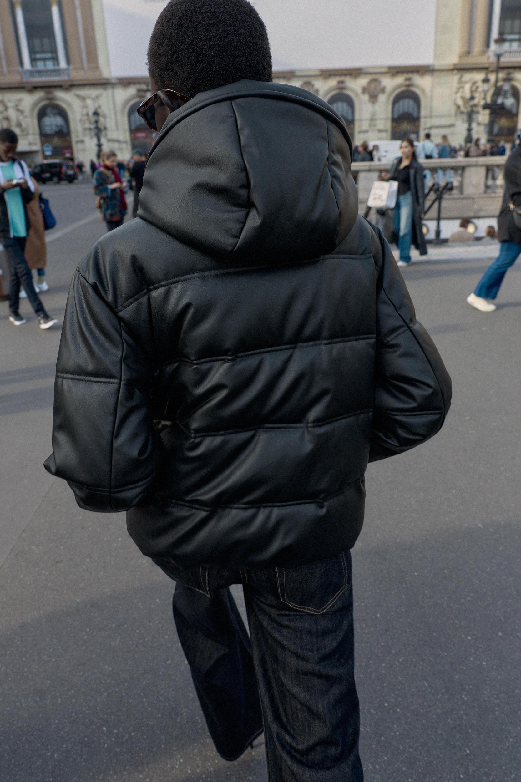 FAUX LEATHER EFFECT WATER REPELLENT WINDPROOF PUFFER ANORAK Product Image