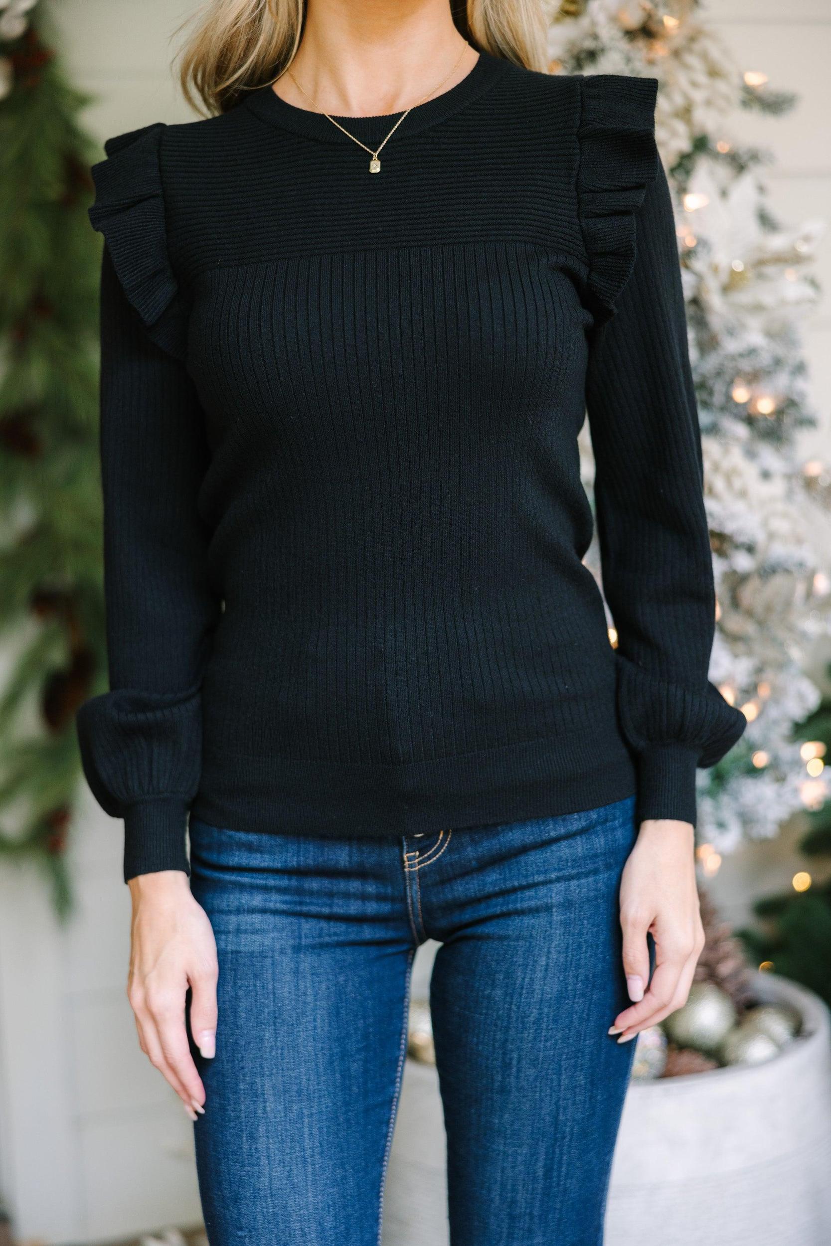 Reach Out Black Ruffled Sweater Female Product Image