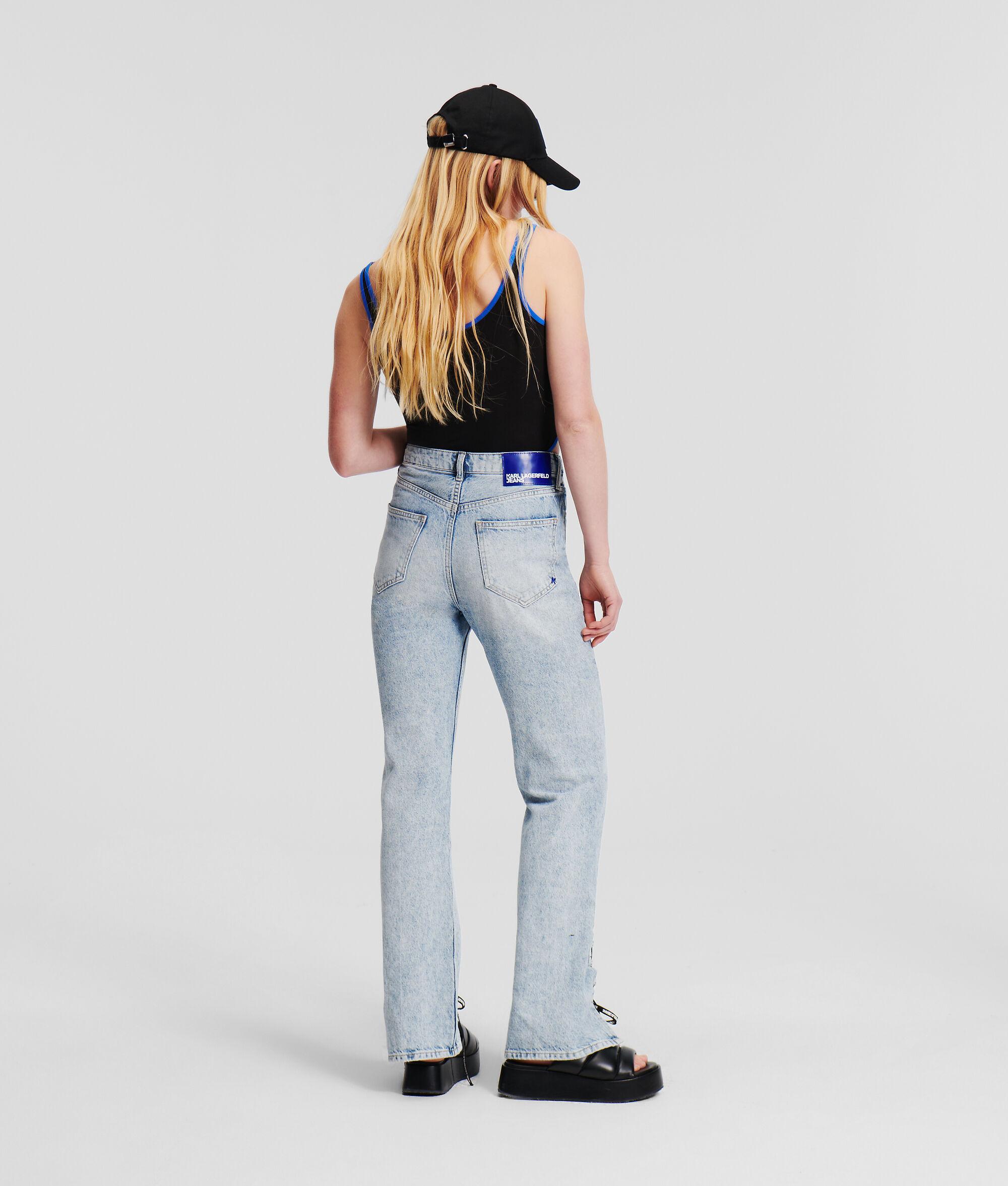 LACE-UP HIGH-RISE STRAIGHT JEANS Product Image