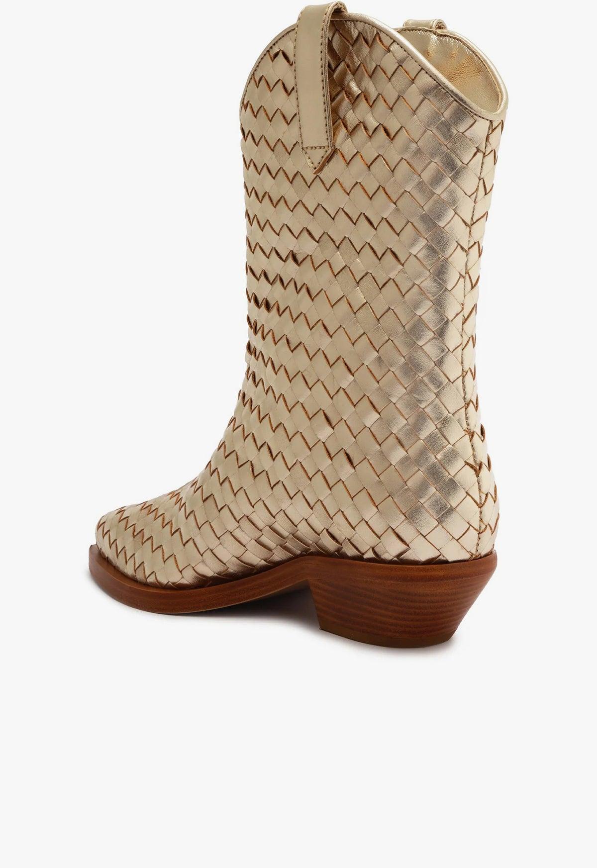 Cicera Woven Metallic Leather Bootie Female Product Image