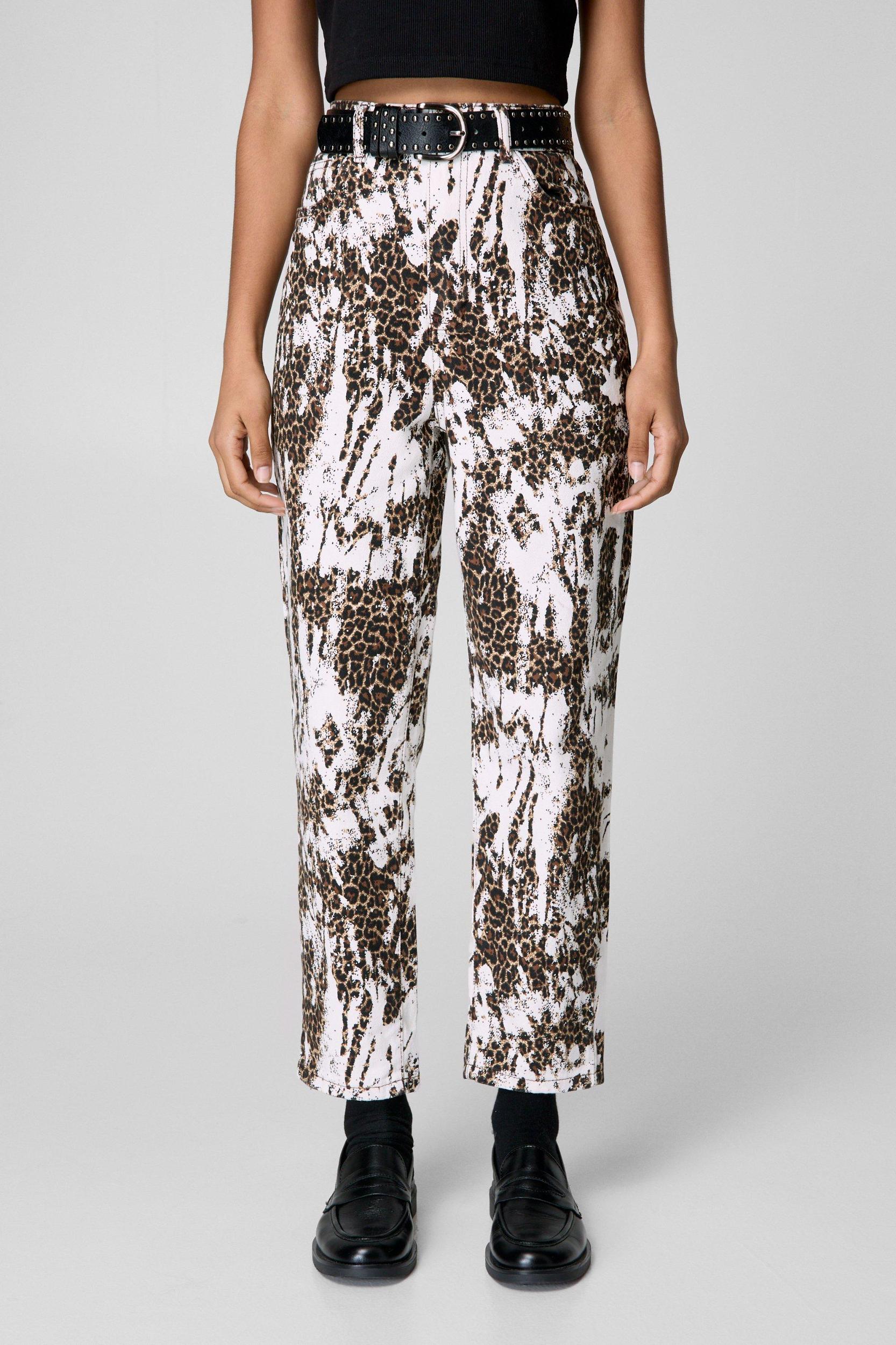 Leopard Print Straight Leg Jeans Product Image