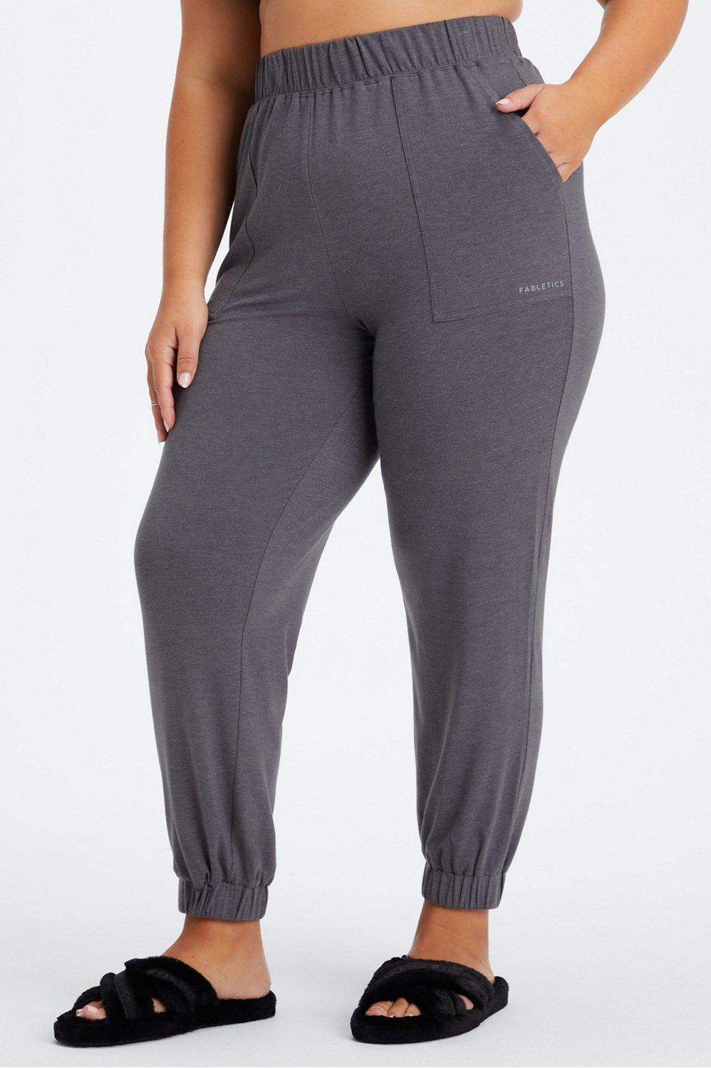 Fabletics RestoreKnit Tapered Lounge Pant Womens Pewter plus Size 3X Product Image