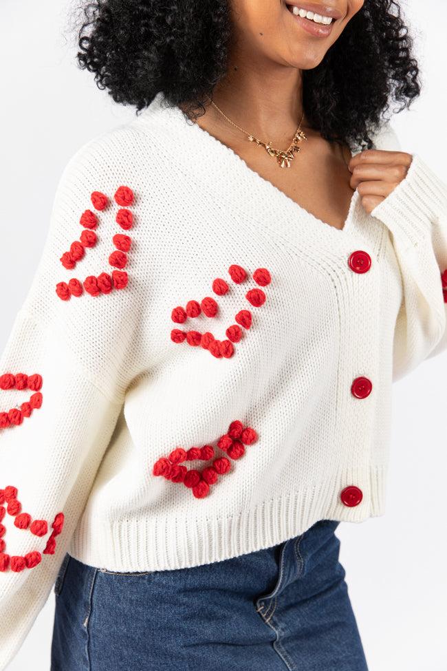 Better Together Ivory Heart Embroidered Cardigan FINAL SALE Product Image