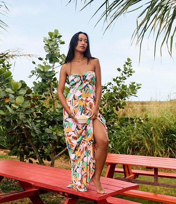 O'Neill Isadora Strapless Tropical Floral Printed Strapless Maxi Dress Product Image