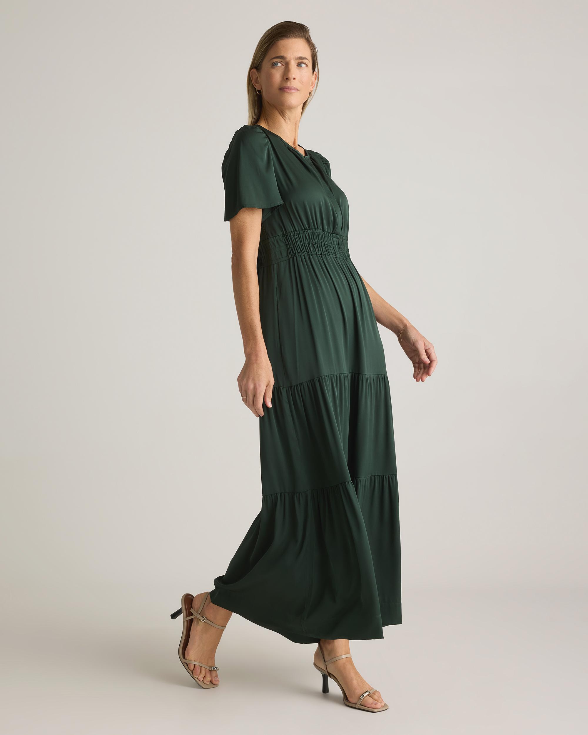 Quince | Women's Washable Stretch Silk Tiered Maxi Dress Product Image