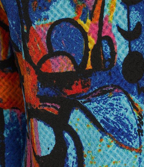 Calessa Modern Abstract Print Crew Neck 3/4 Sleeve Tunic Product Image