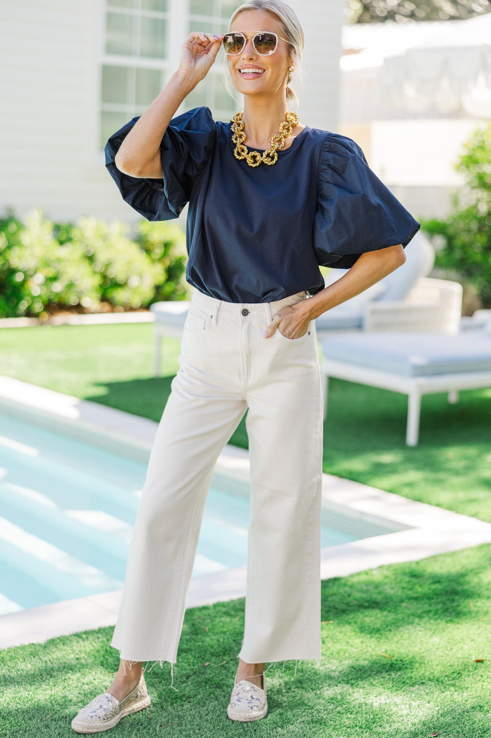 Lovely New Day Navy Blue Blouse Female Product Image